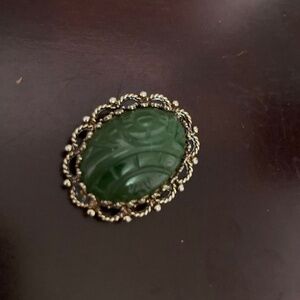 Alice Canes Vermeil Jade Brooch